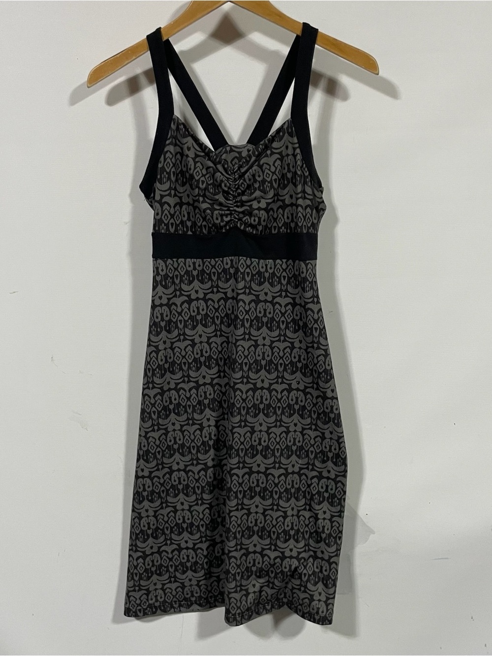 Prana Black and Gray Patterned Midi Dress